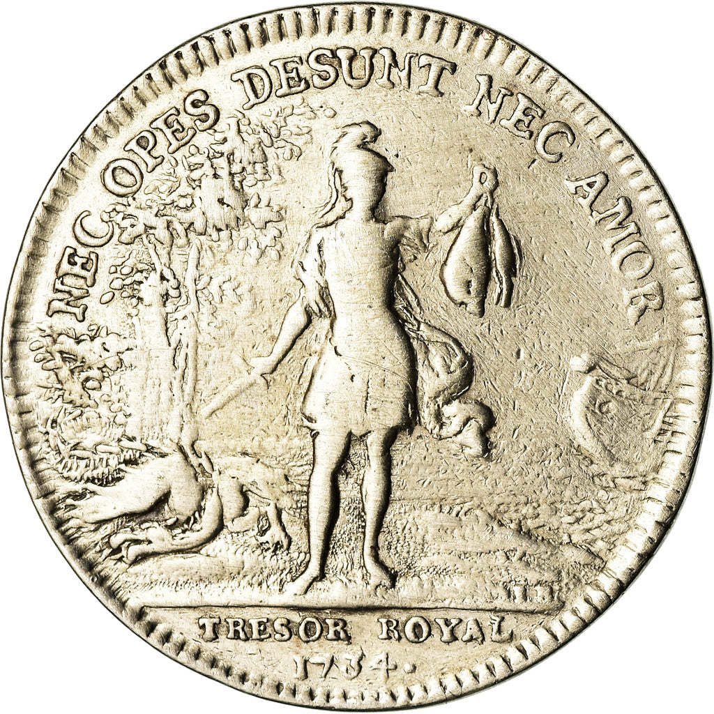 Francia, Token, Louis XV, Trésor Royal, Chambre du Trésor, 1734, Duvivier