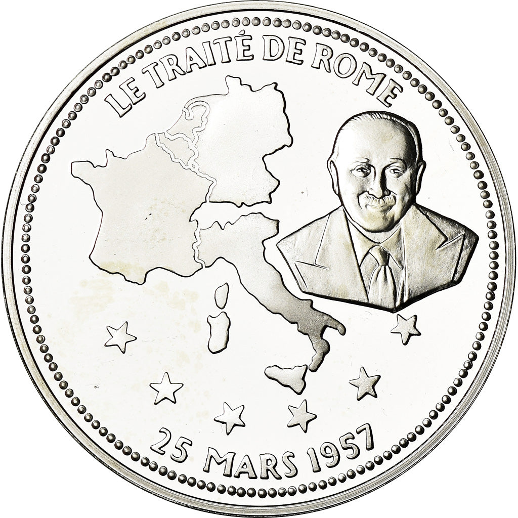 France, Médaille, Le Traité de Rome, Politics, Society, War, FDC, Argent