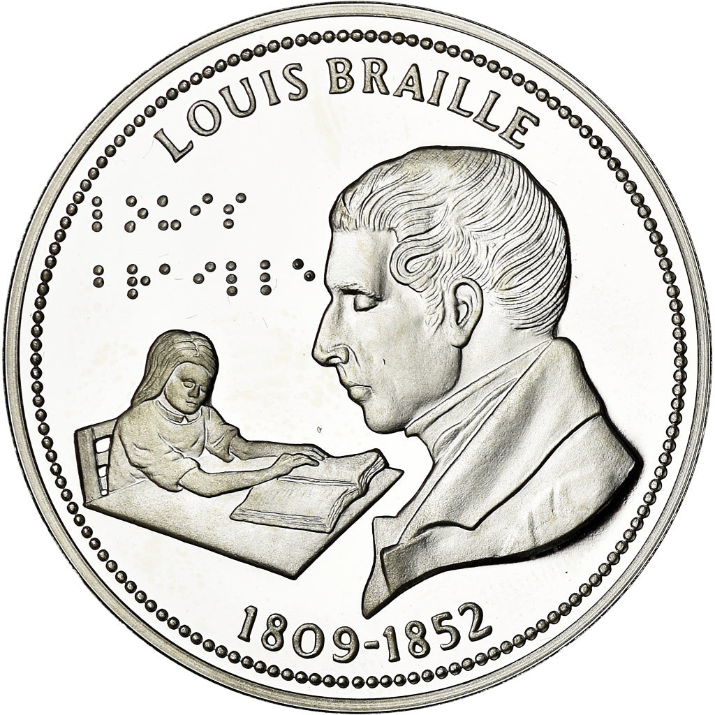 France, Medal, Louis Braille, Politics, Society, War, MS(65-70), Silver