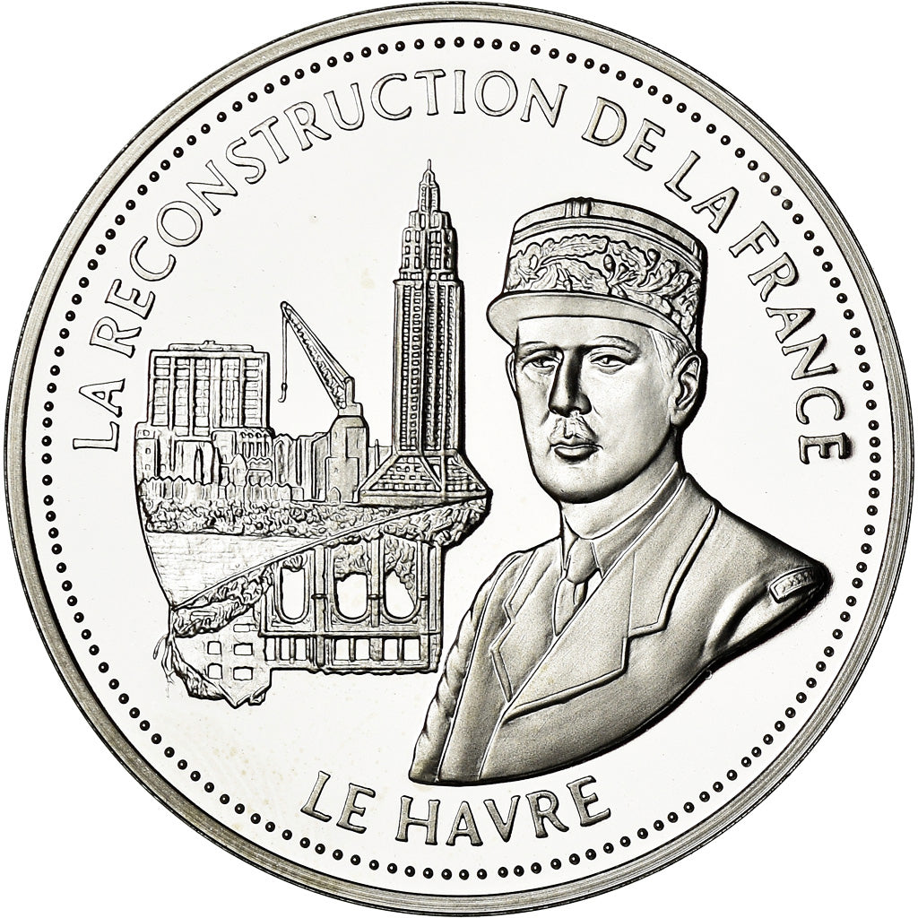 Frankrijk, Medaille, De Gaulle, La Reconstruction de la France, FDC, Zilver