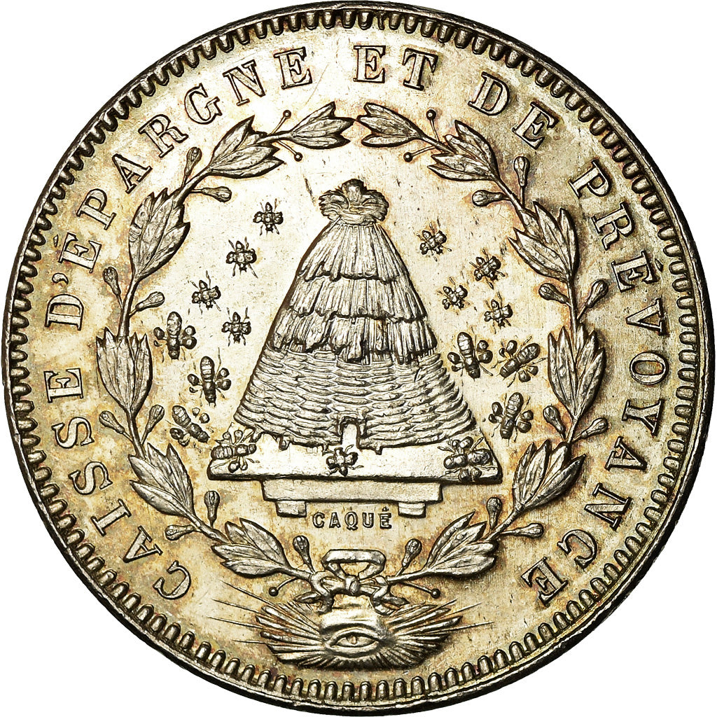 France, Token, Savings Bank, Caisse d'Épargne d'Angers, Caqué, MS(63), Silver