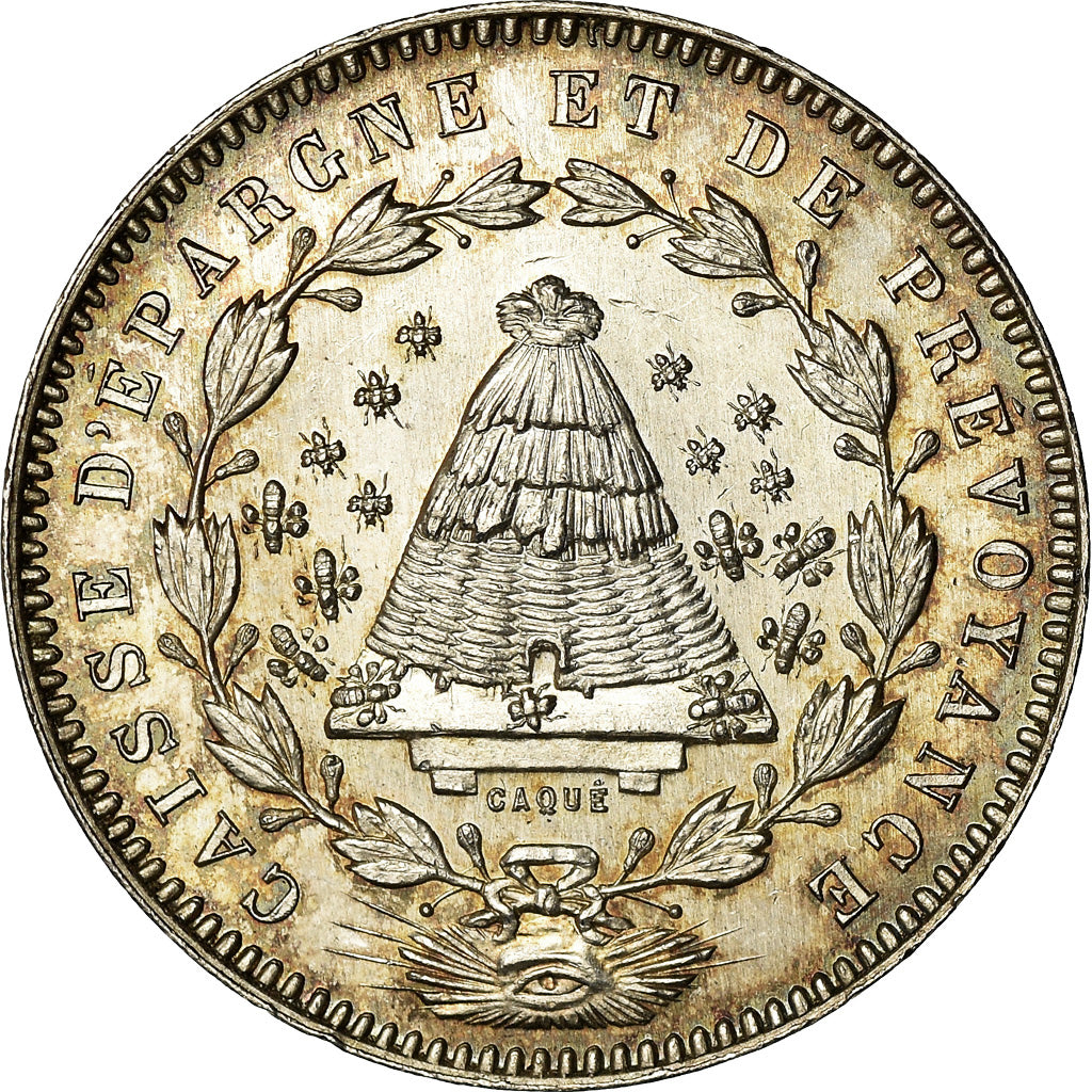 France, Token, Savings Bank, Caisse d'Épargne d'Angers, Caqué, MS(63), Silver
