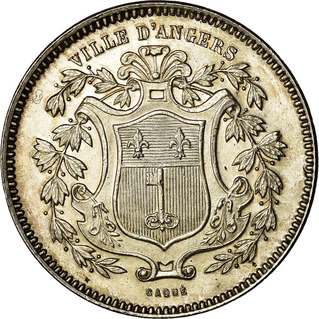 France, Token, Savings Bank, Caisse d'Épargne d'Angers, Caqué, MS(63), Silver