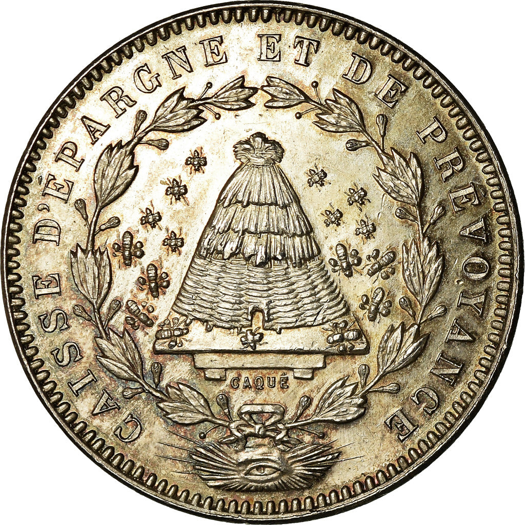 France, Token, Savings Bank, Caisse d'Épargne d'Angers, Caqué, MS(63), Silver