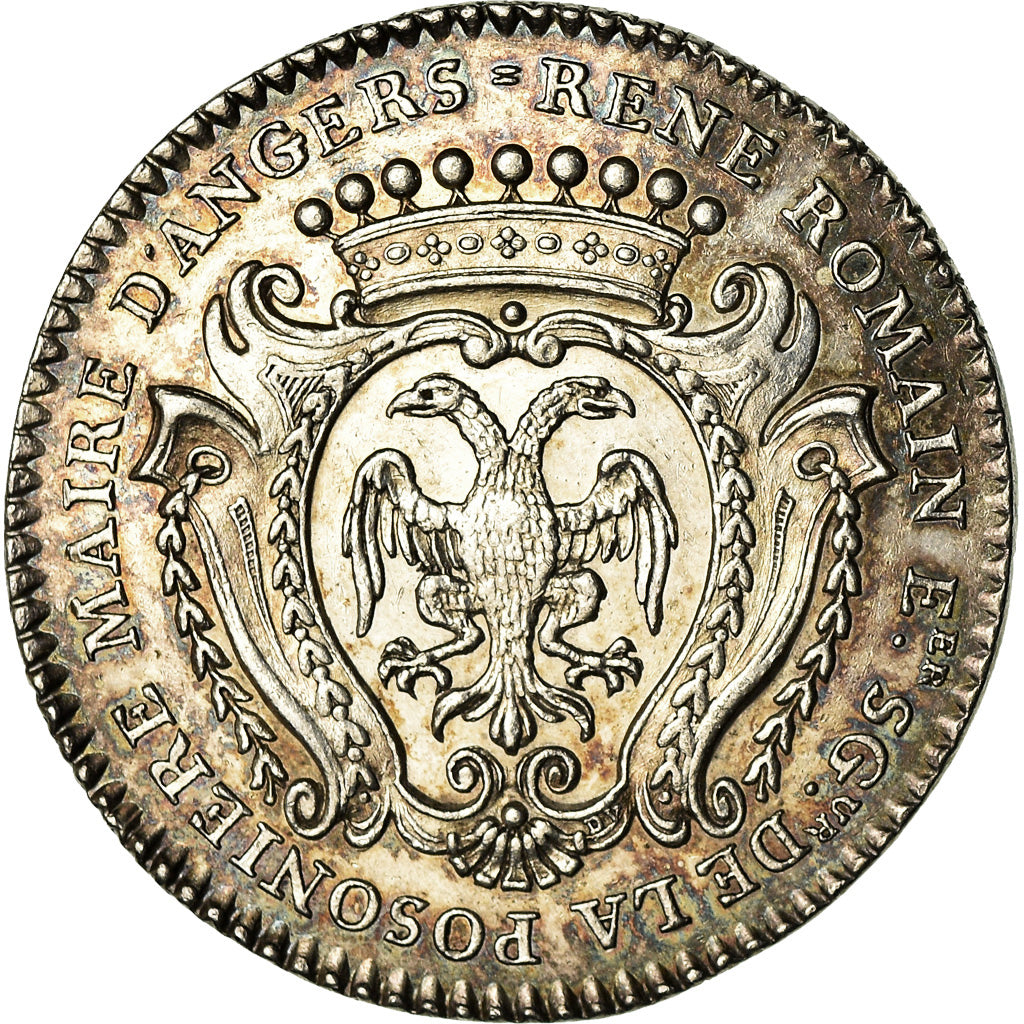 France, Jeton, Anjou, Noblesse, René Romain, Maire d’Angers, 1747, Duvivier