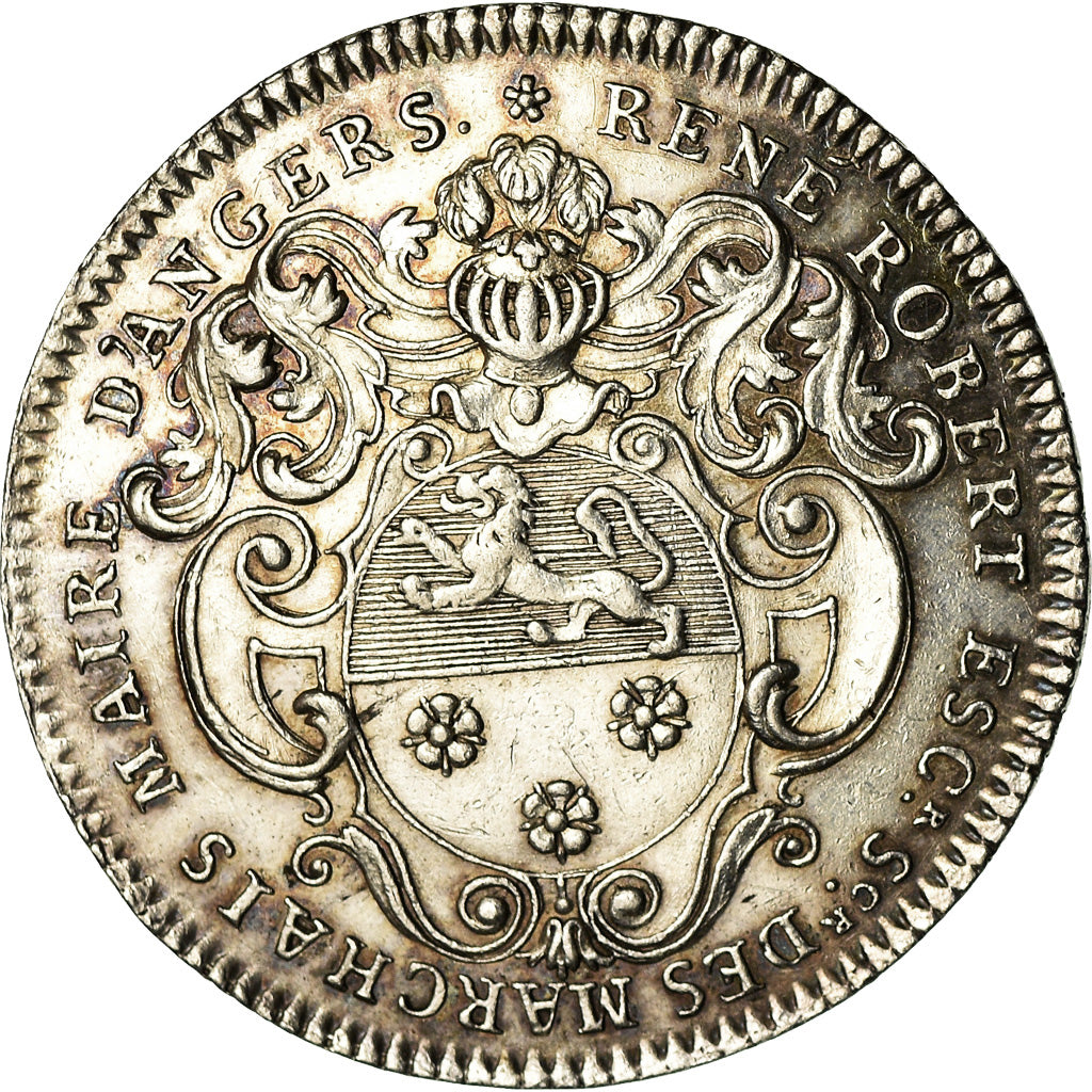 France, Token, Anjou, Noblesse, René Robert, 1729, AU(55-58), Silver