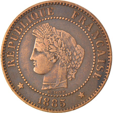 FRANCE, Cérès, 2 Centimes, 1885, Paris, KM #827.1, EF(40-45), Bronze, 20.2, G...