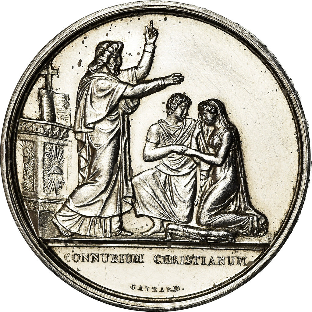 Francia, medalla, Noces, Mariage, Religion, 1842, Gayrard, SC, Plata