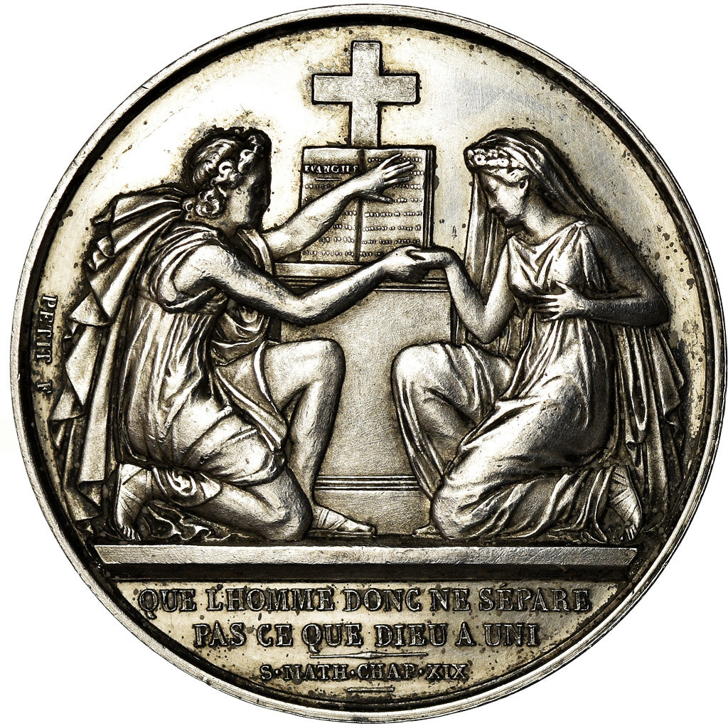 Francia, medaglia, Noces, Mariage, Religion, 1859, Petit, SPL, Argento