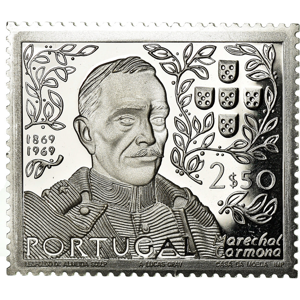 Portugal, Medaille, Timbre, Marechal Carmona, 1970, UNZ+, Silber