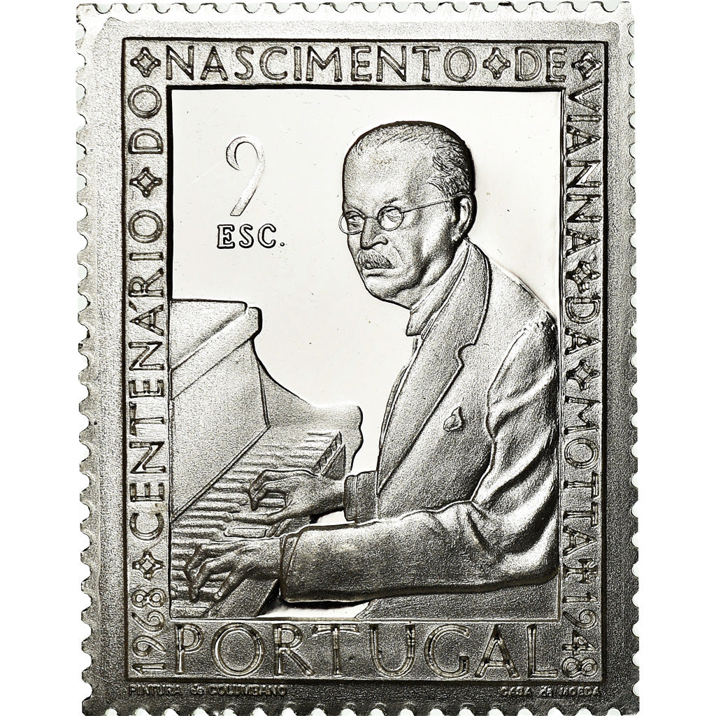 Portugal, Médaille, Timbre, Musique, Vianna de Motta, 1969, SPL+, Argent