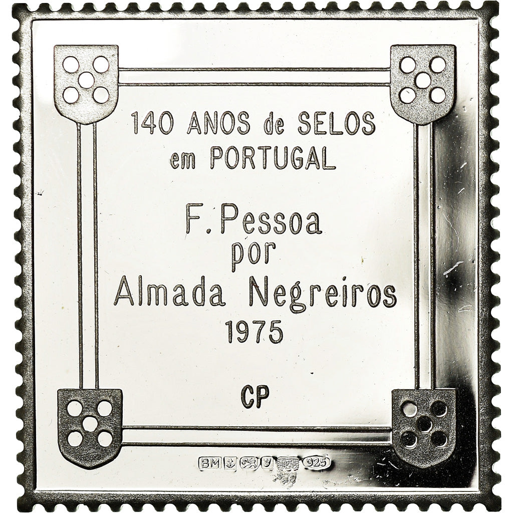 Portugal, medalla, Timbre, F.Pessoa por Almada Negreiros, 1975, SC+, Plata