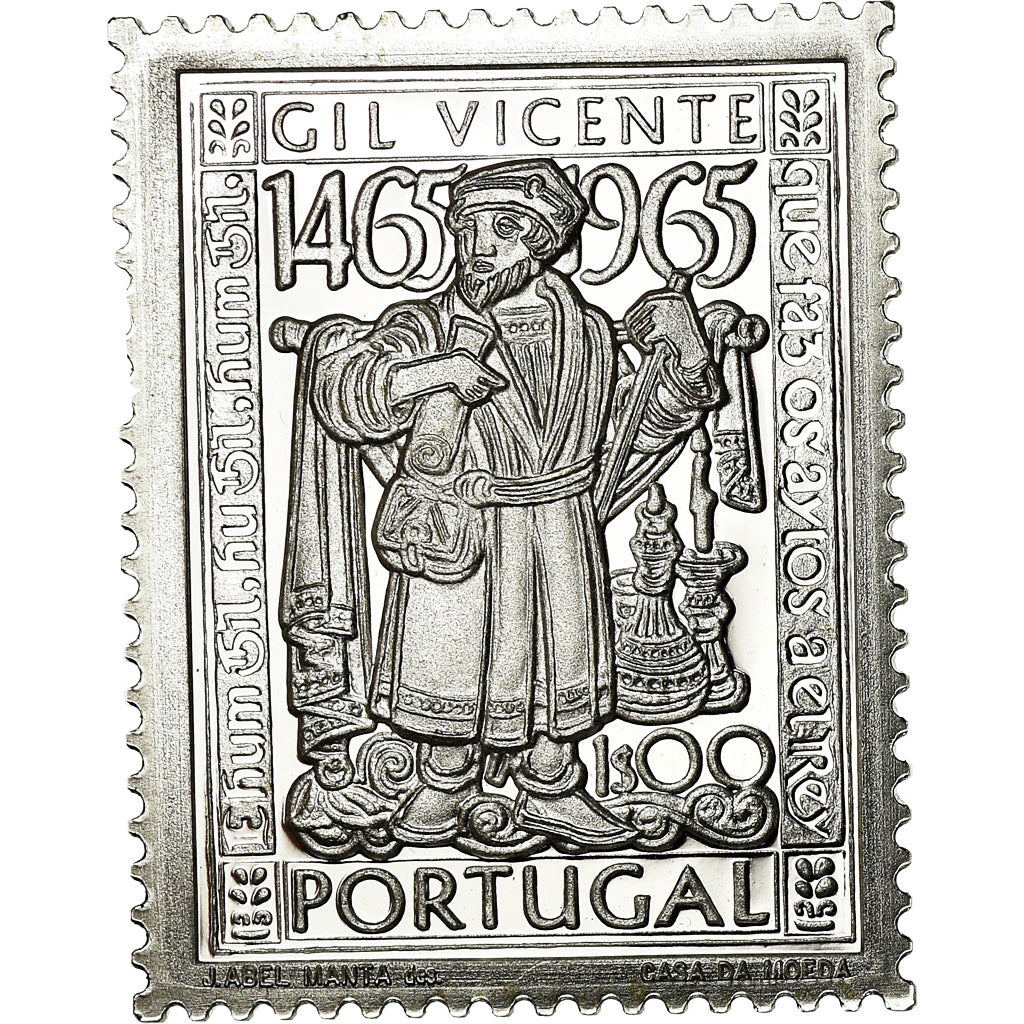 Portugal, Médaille, Timbre, Gil Vicente, History, 1965, SPL+, Argent