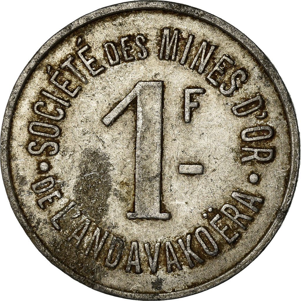 Moneta, Madagascar, Société des Mines d'Or, Andavakoëra, 1 Franc, MB