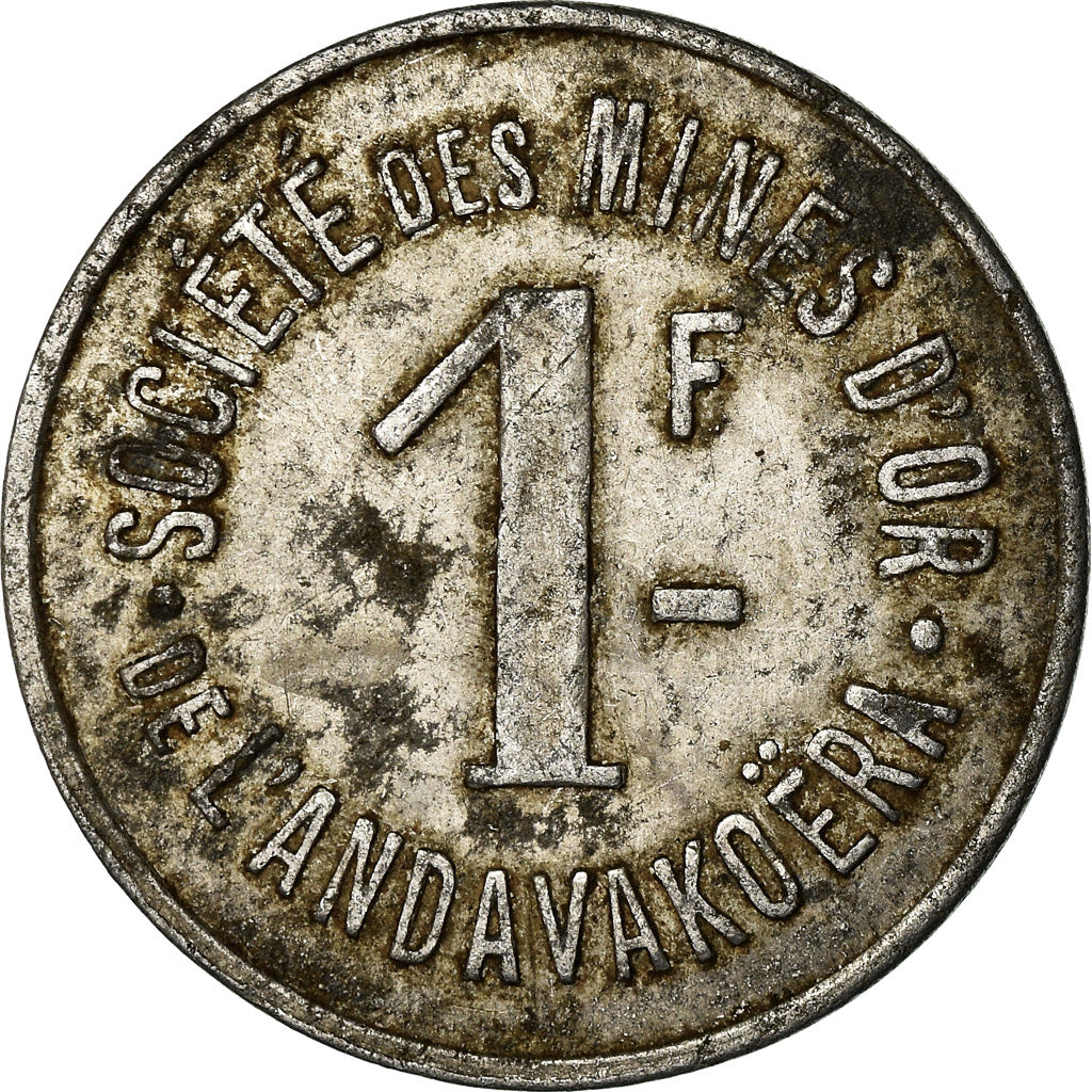 Monnaie, Madagascar, Société des Mines d'Or, Andavakoëra, 1 Franc, TB
