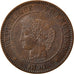 FRANCE, Cérès, 2 Centimes, 1890, Paris, KM #827.1, AU(55-58), Bronze, 20.2, G...