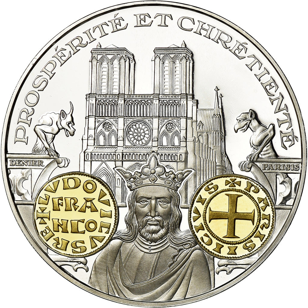 França, Medal, Histoire Monétaire, Denier Parisis, Louis VII, MS(65-70), Prata