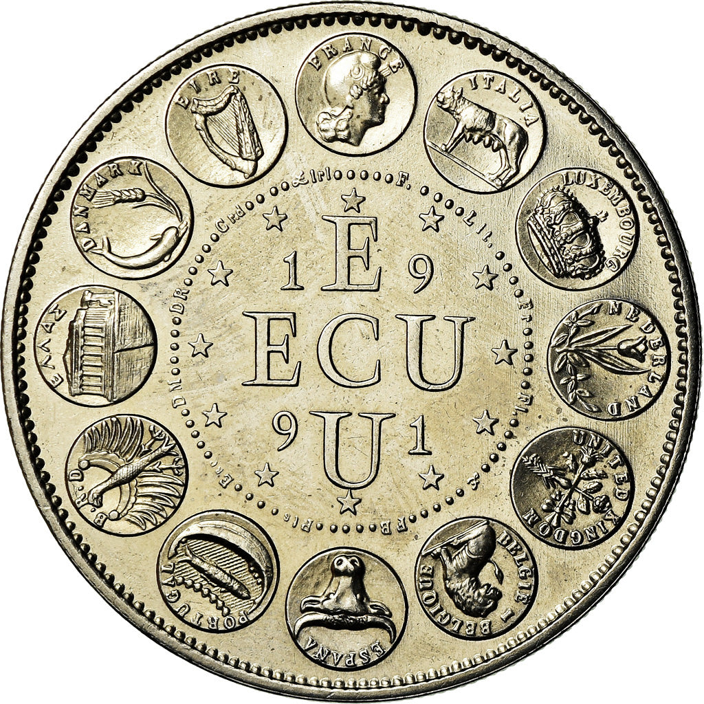 France, Medal, Ecu Europa, Marianne, 1991, Rodier, MS(64), Copper-nickel