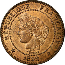 Coin, France, Cérès, 2 Centimes, 1892, Paris, MS(60-62), Bronze, Gadoury:105