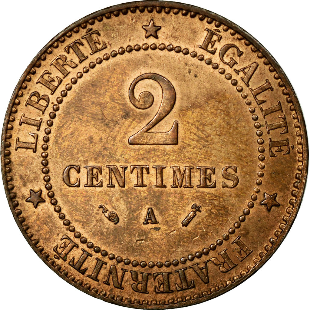 Coin, France, Cérès, 2 Centimes, 1892, Paris, MS(60-62), Bronze, Gadoury:105