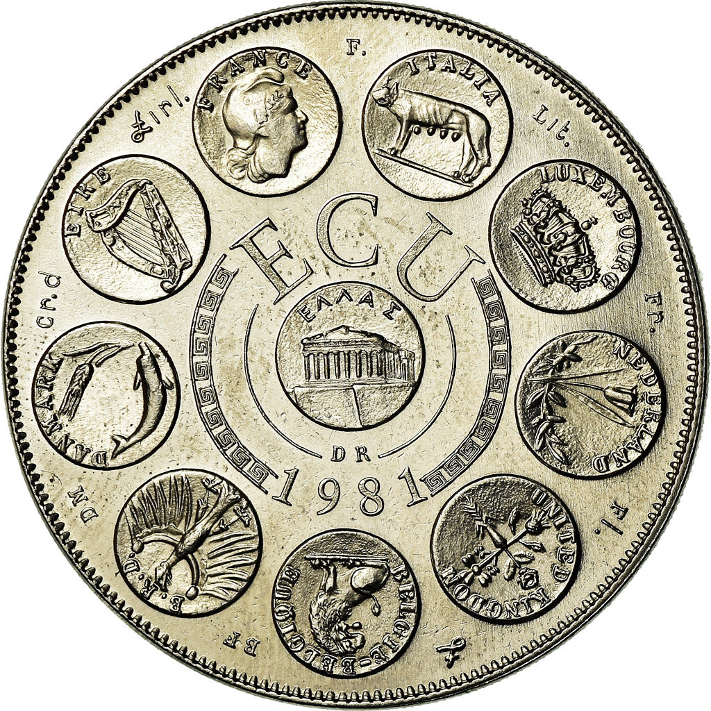 France, Medal, Ecu Europa, Europe Assise, 1981, Rodier, MS(64), Copper-nickel