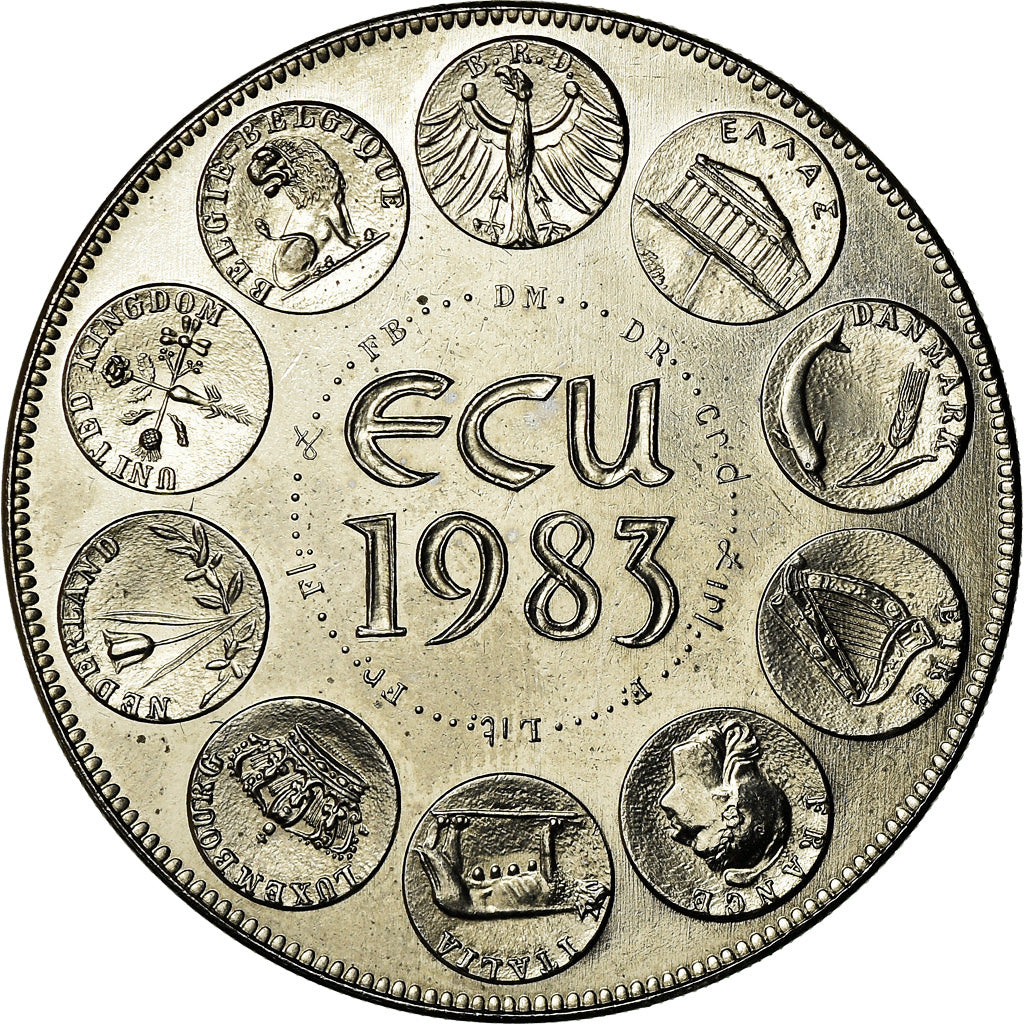 França, Medal, Ecu Europa, Europe Assise, 1983, Rodier, MS(64), Cobre-níquel