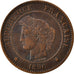 FRANCE, Cérès, 2 Centimes, 1896, Paris, KM #827.1, EF(40-45), Bronze, 20.2, G...