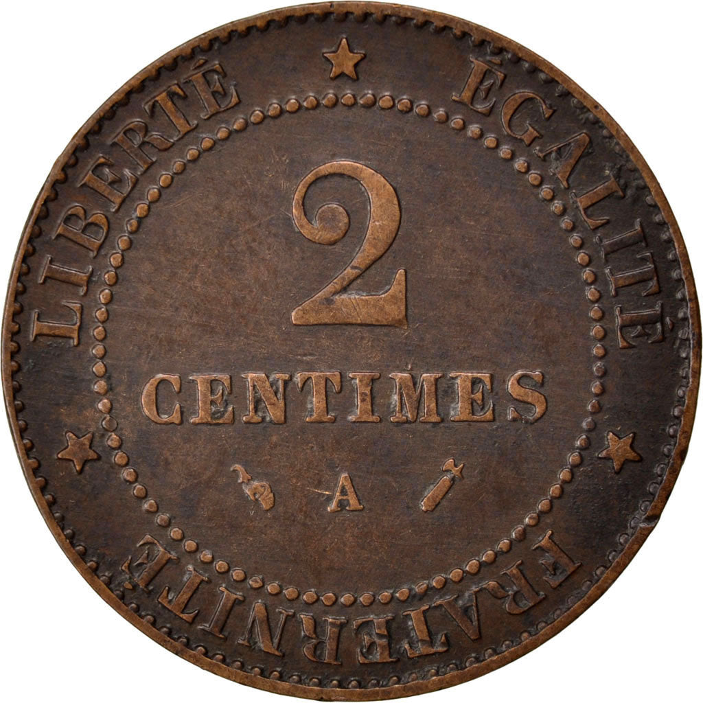 FRANCE, Cérès, 2 Centimes, 1896, Paris, KM #827.1, EF(40-45), Bronze, 20.2, G...