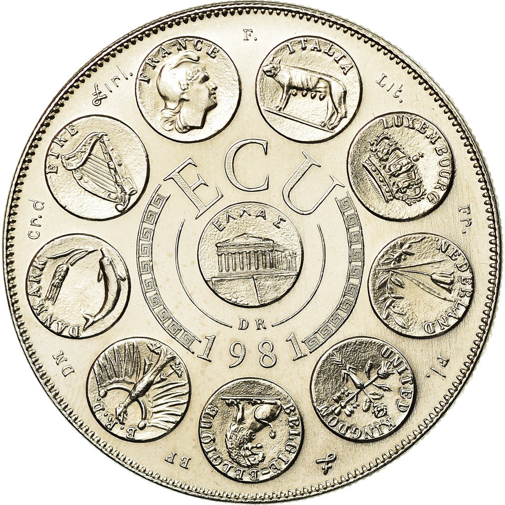 Francia, medalla, Ecu Europa, Europe Assise, 1981, Rodier, FDC, Cobre - níquel
