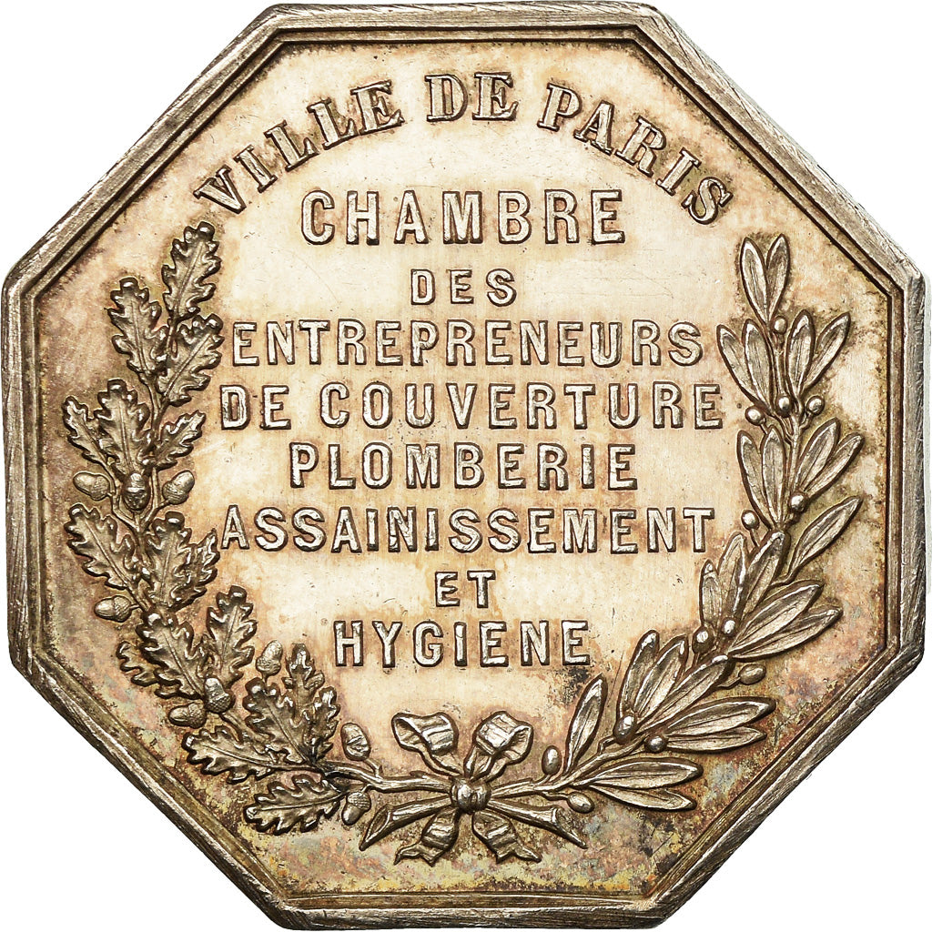 France, Token, Corporations, Plomberie, Ville de Paris, 1846, MS(60-62), Silver