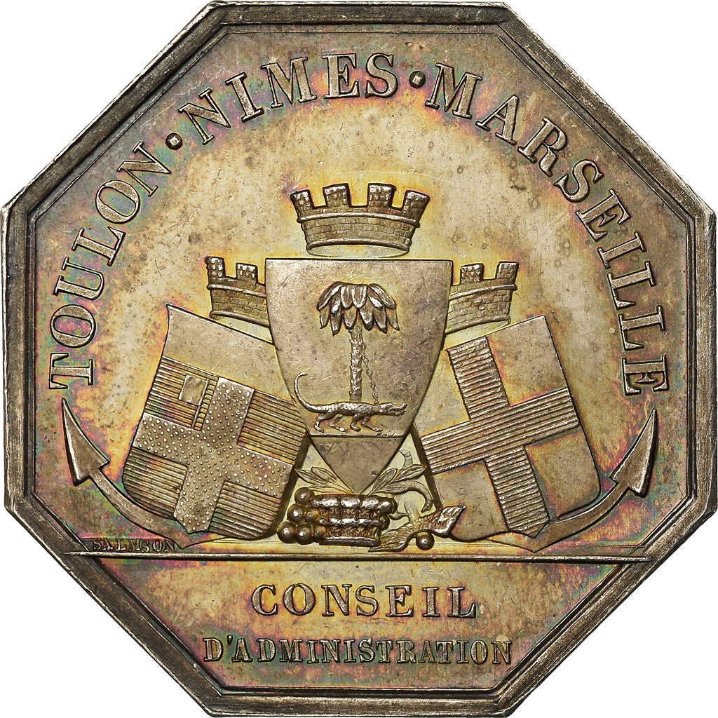 France, Jeton, Compagnie d'Eclairage au Gaz, Toulon, Nimes, Marseille, 1840