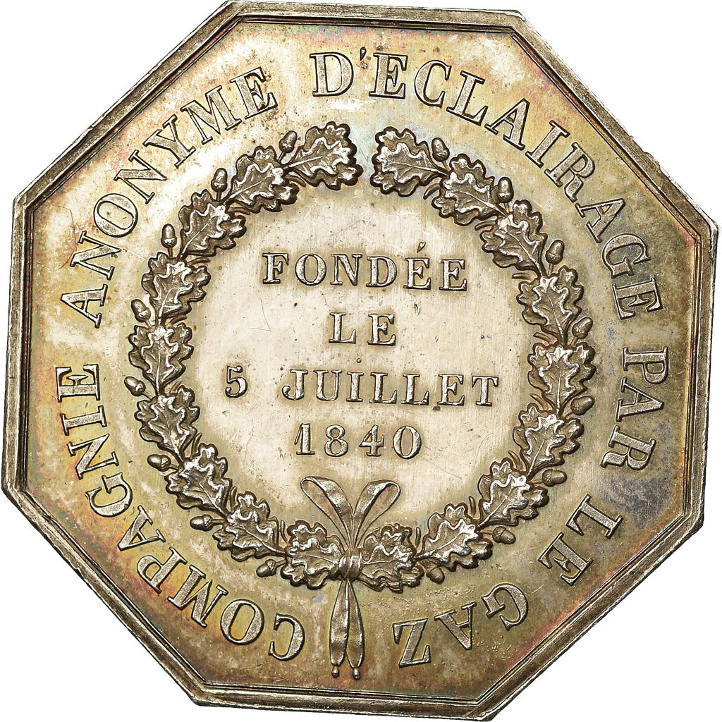 France, Jeton, Compagnie d'Eclairage au Gaz, Toulon, Nimes, Marseille, 1840