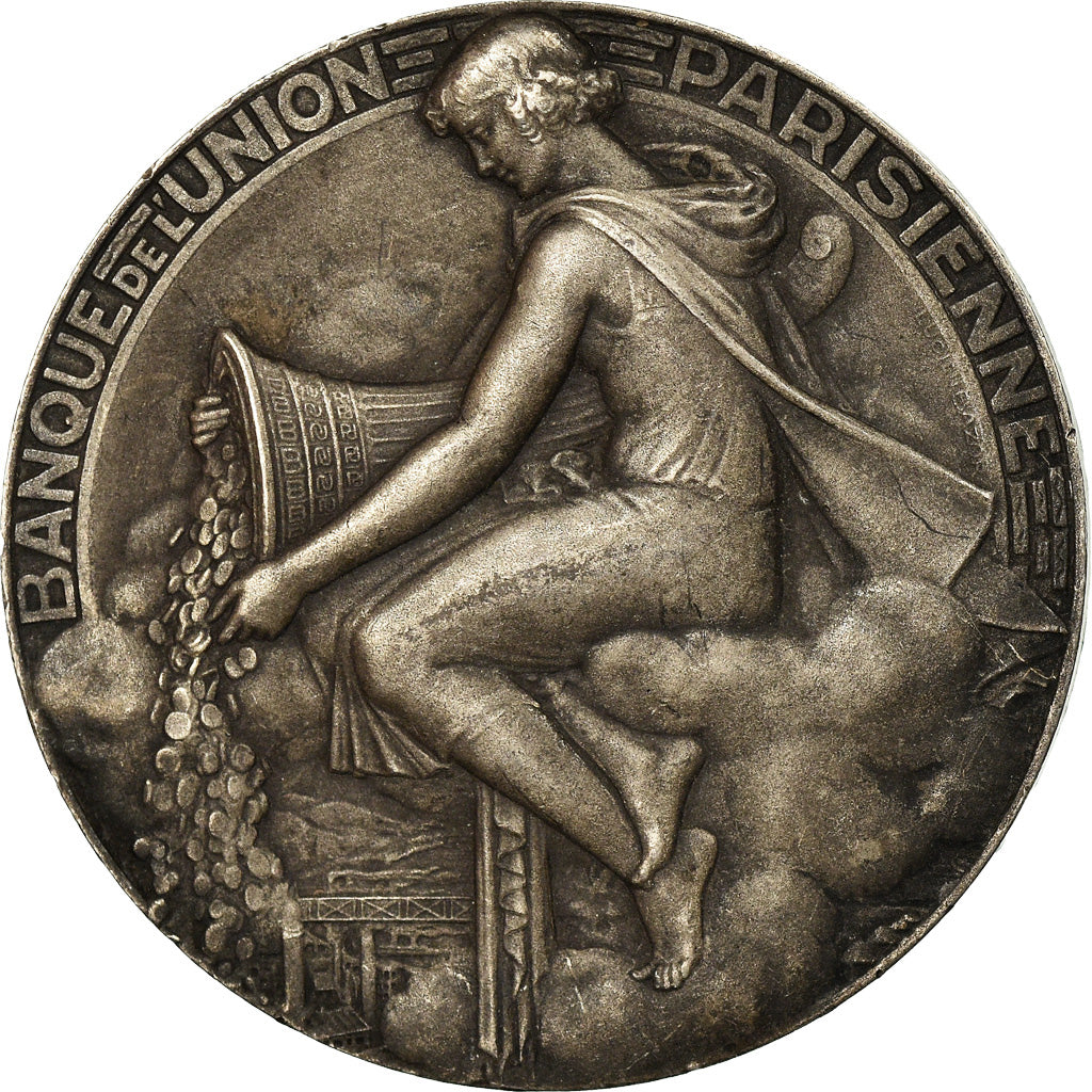 France, Medal, Art Déco, Banque de l'Union Parisienne, Bazor, AU(55-58), Silver
