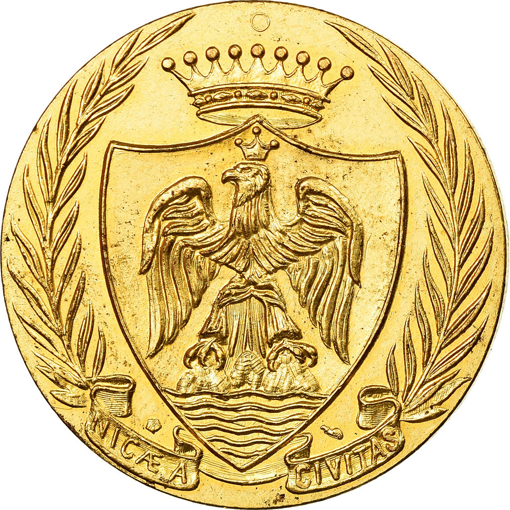 France, Token, Ville de Nice, AU(55-58), Copper Gilt