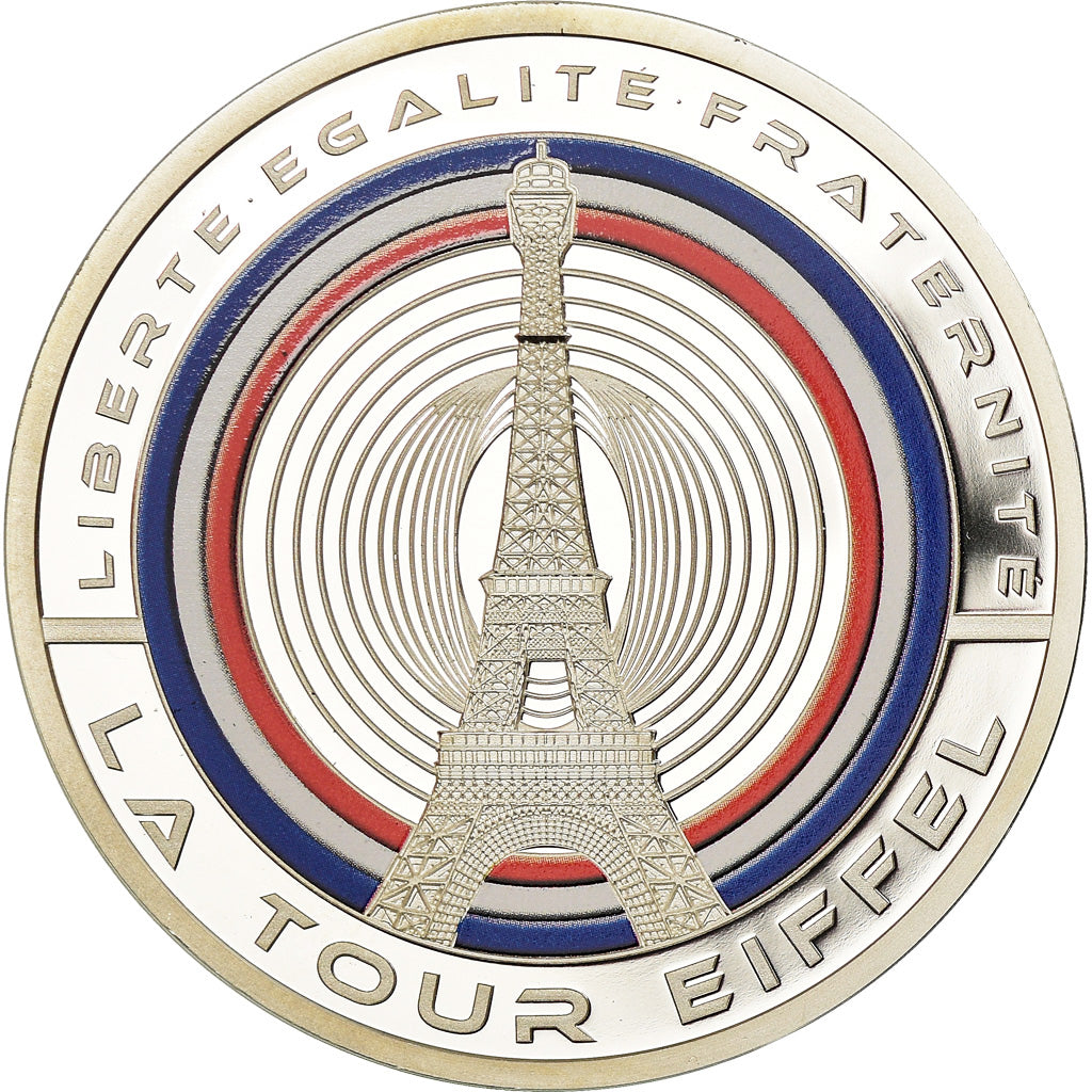 France, Medal, Les Fleurons Français, La Tour Eiffel, MS(65-70), Silver