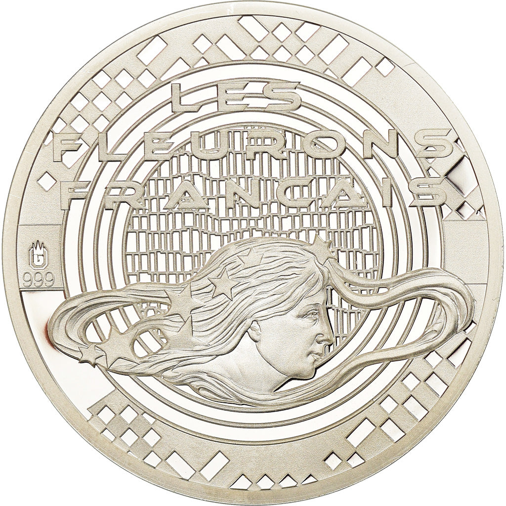France, Medal, Les Fleurons Français, La Tour Eiffel, MS(65-70), Silver