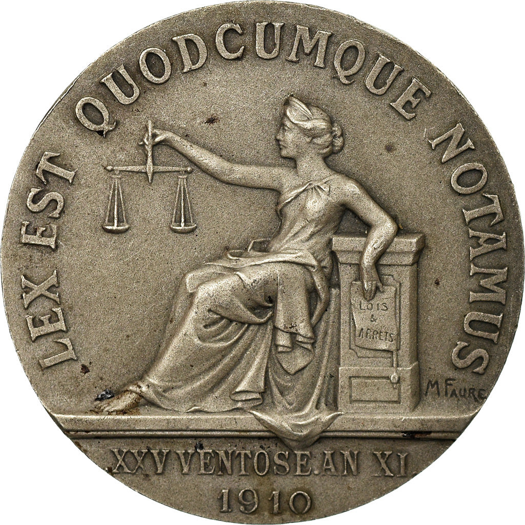 Frankrijk, Token, Notaires de l'Arrondissement d'Abbeville, 1910, Faure, ZF+