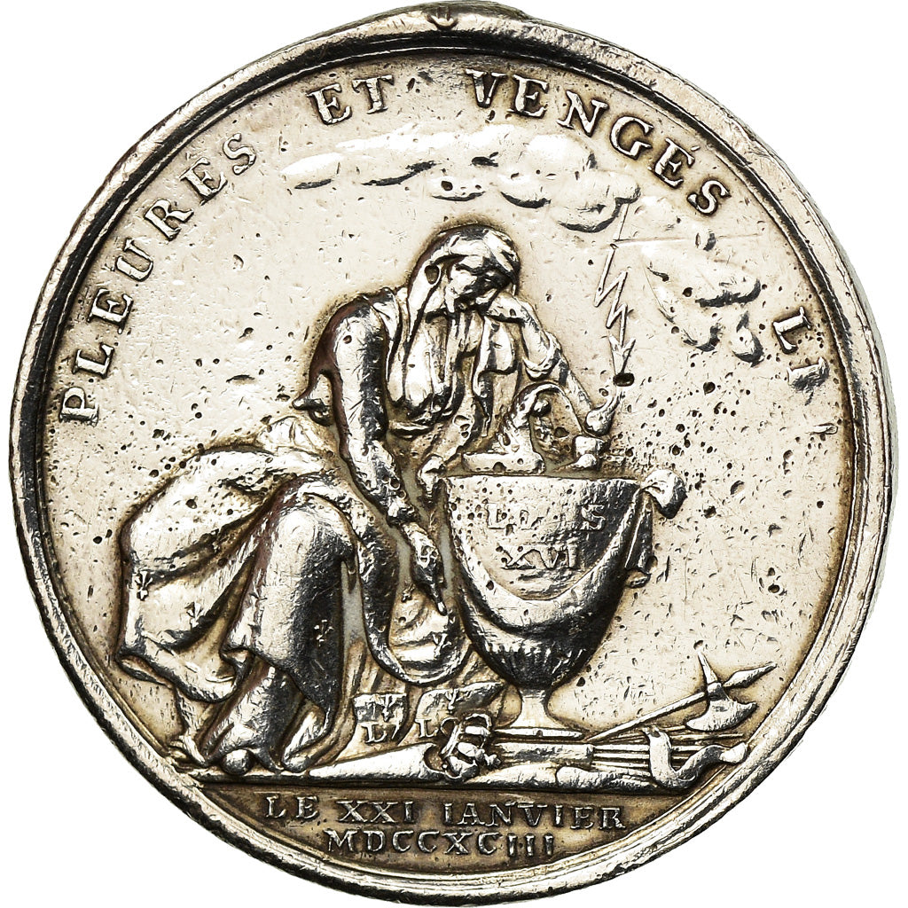 France, Jeton, Mort de Louis XVI, Immolé par les Factieux, History, 1793, TTB