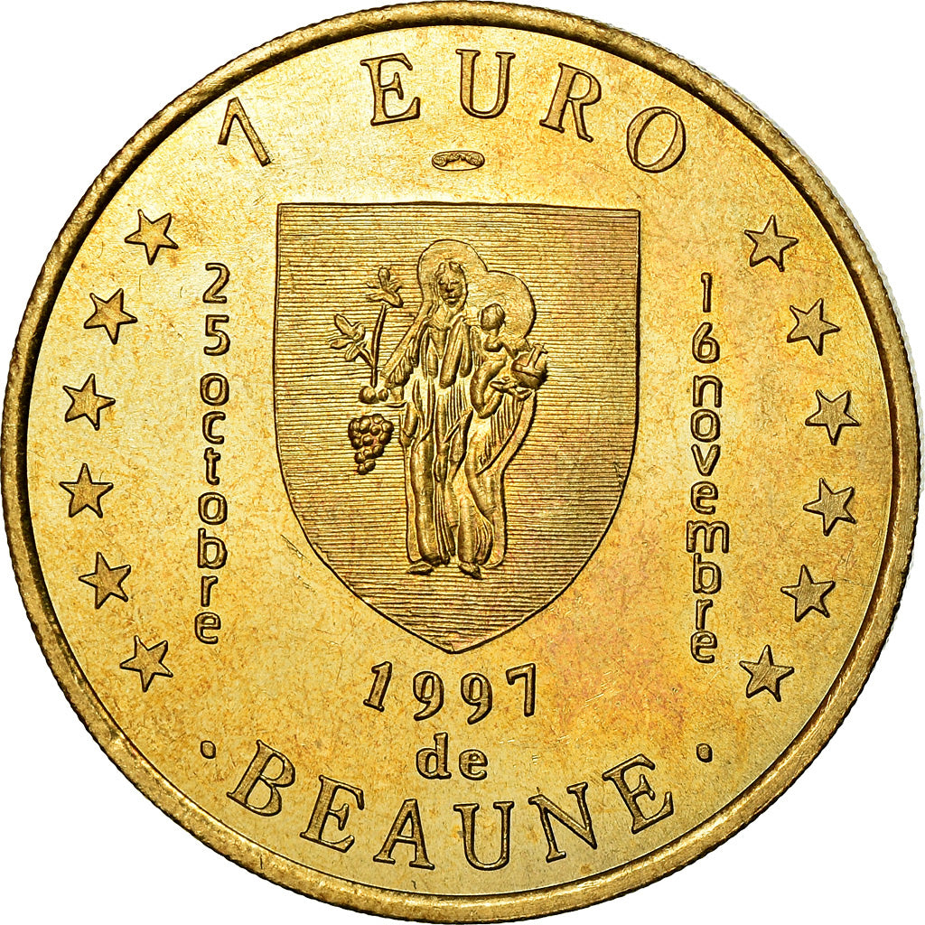 Francja, Token, 1 Euro, Ville de Beaune, 1997, Cardot, MS(65-70), Miedzionikiel