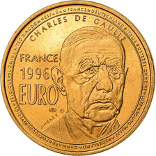 France, Medal, Charles De Gaulle, 1 Euro Essai, 1996, Jimenez, MS(64), Copper