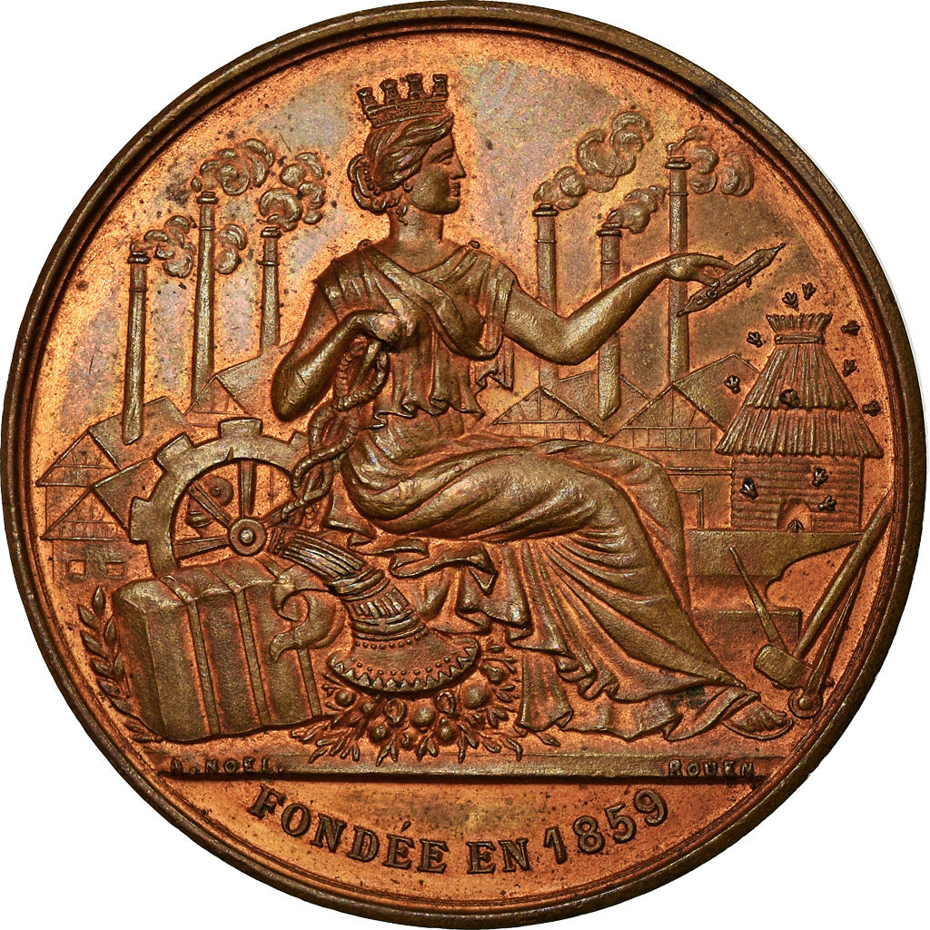 France, Token, Commerce et Industrie, Rouen, 1899, Noël, MS(63), Bronze
