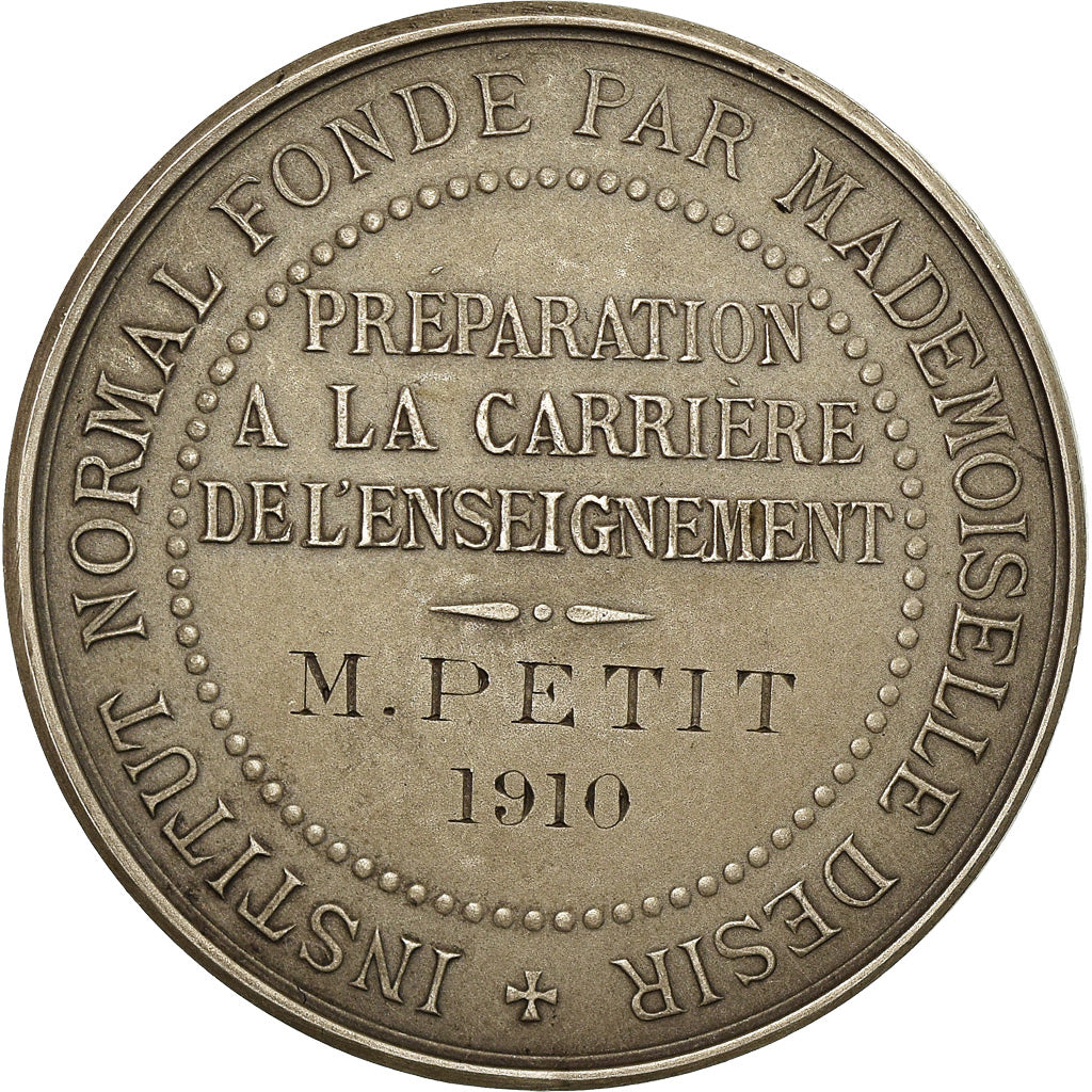 France, Token, Enseignement, Institut Normal, 1910, Marey, MS(60-62), Silver