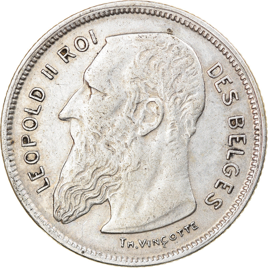 Coin, Belgium, Leopold II, 2 Francs, 2 Frank, 1909, AU(50-53), Silver, KM:58.1