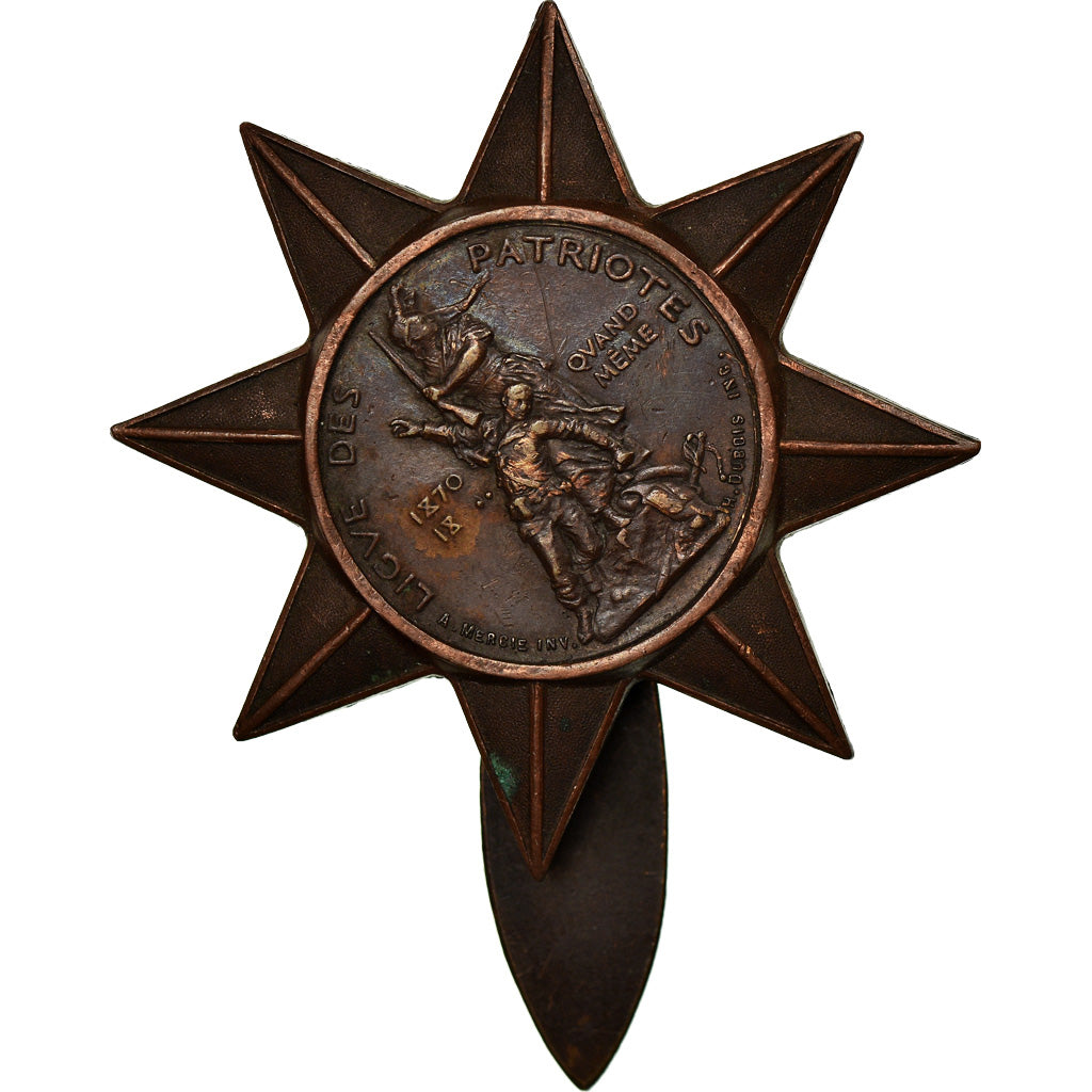 Francia, Ligue des Patriotes, Token, 1870, Ottima qualità, Mercié, Bronzo, 45