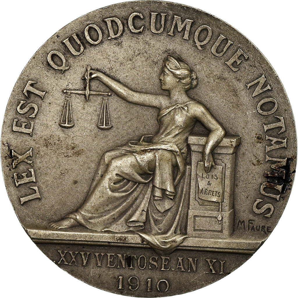 Francia, Token, Notaires de l'Arrondissement d'Abbeville, 1910, Faure, BB+