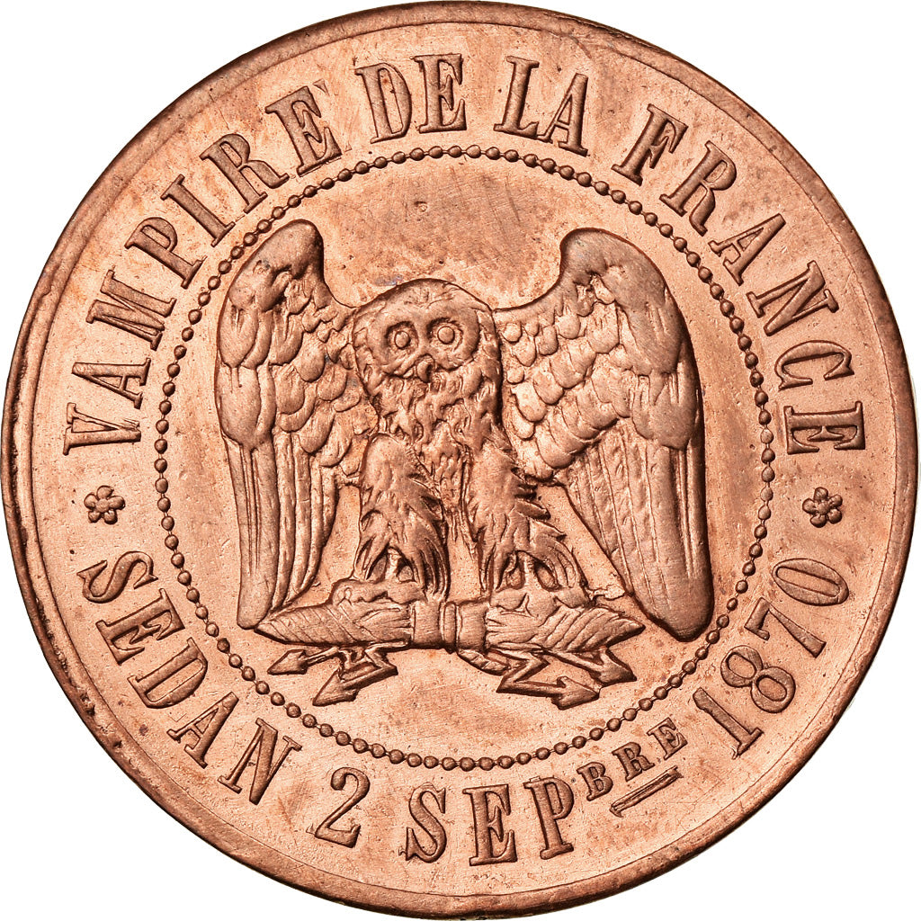 Coin, France, Satirique, 10 Centimes, 1870, Paris, Sedan, MS(60-62), Copper