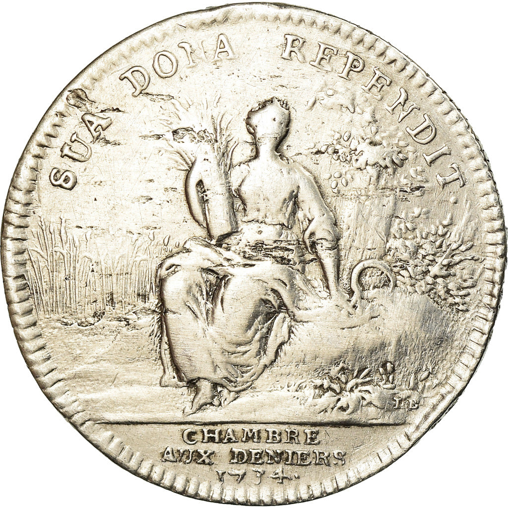 France, Token, Louis XV, Chambre aux Deniers, 1734, VF(30-35), Silver