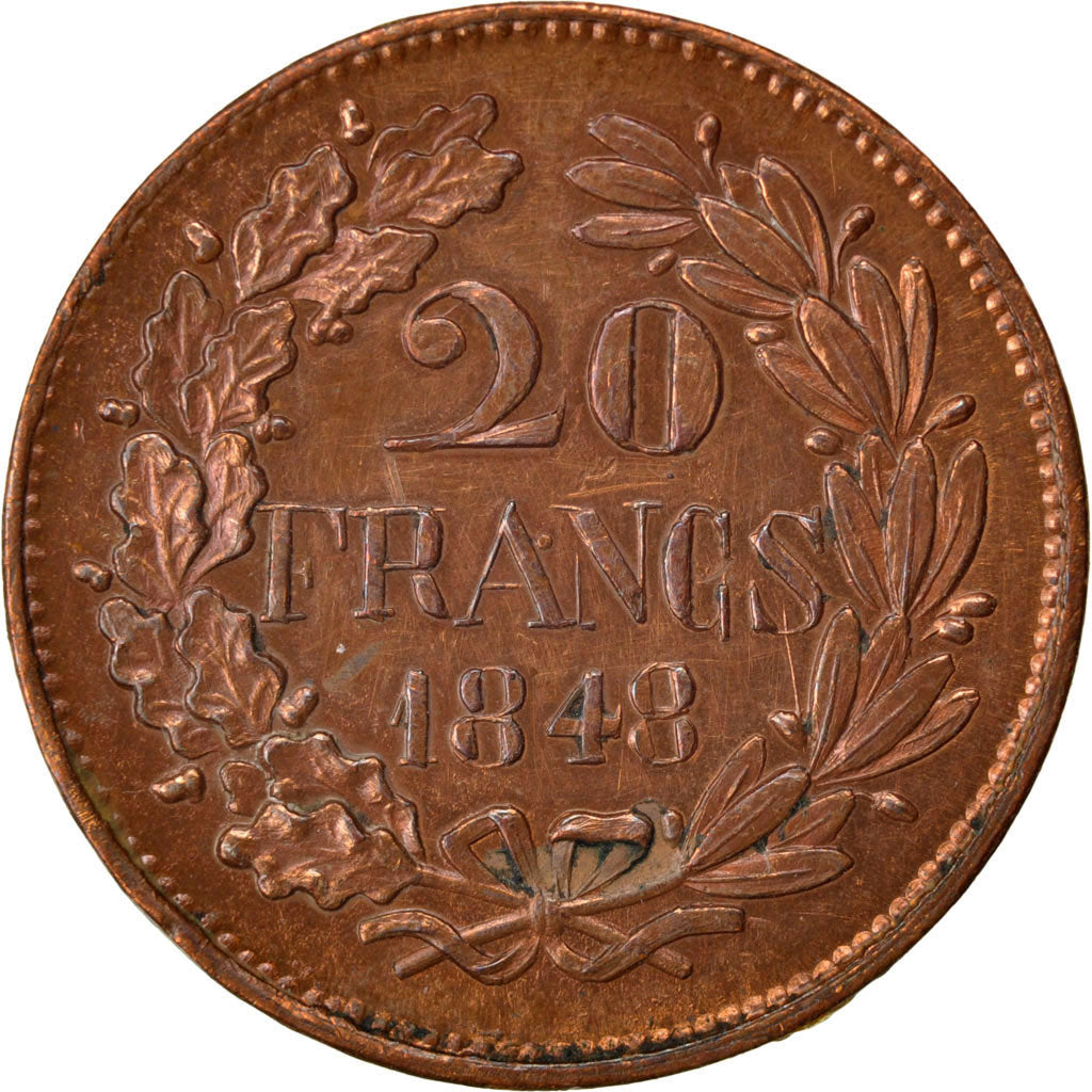 FRANCE, 20 Francs, 1848, MS(60-62), Copper, Gadoury #1047, 24.48