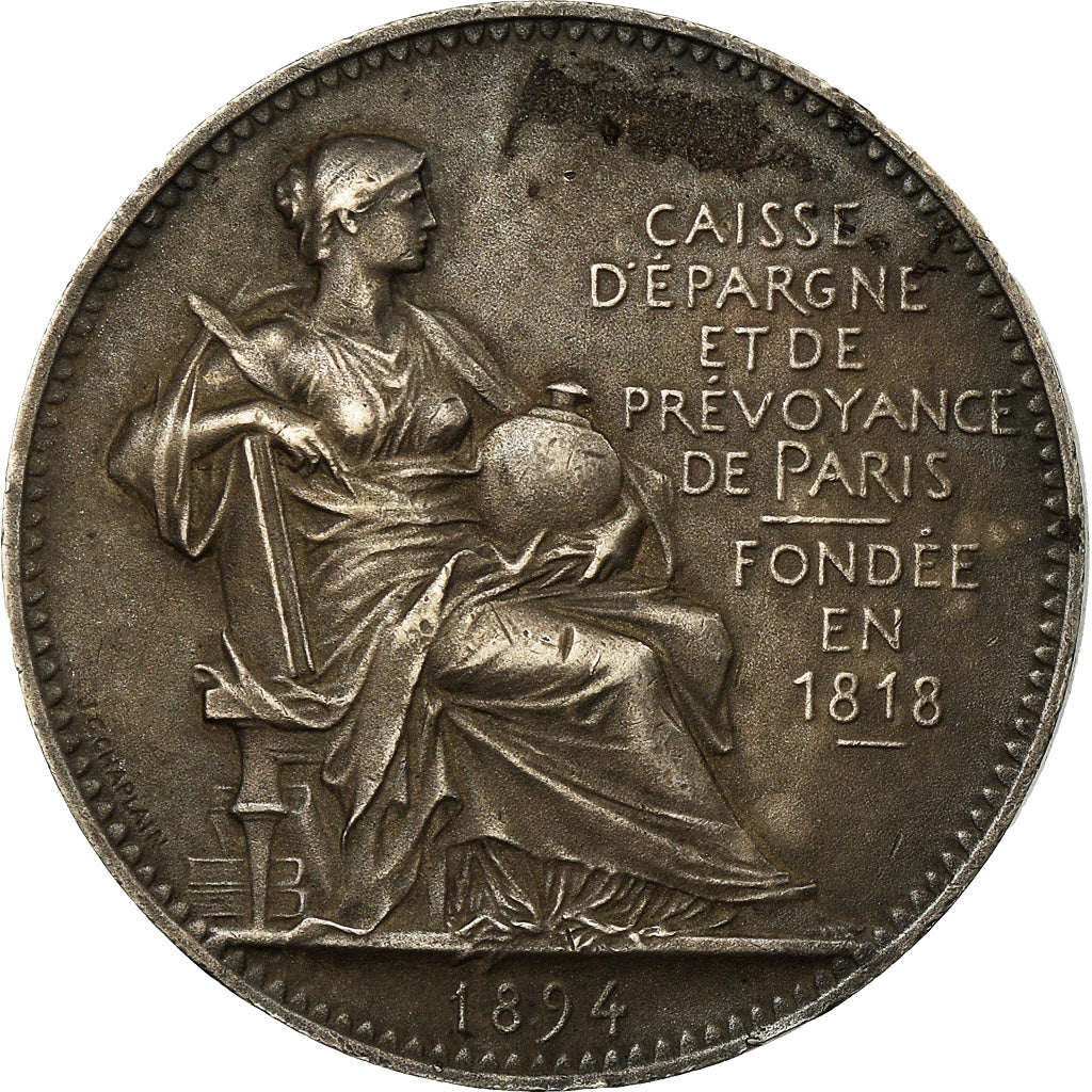 France, Token, Savings Bank, Caisse d'Epargne de Paris, 1894, Chaplain