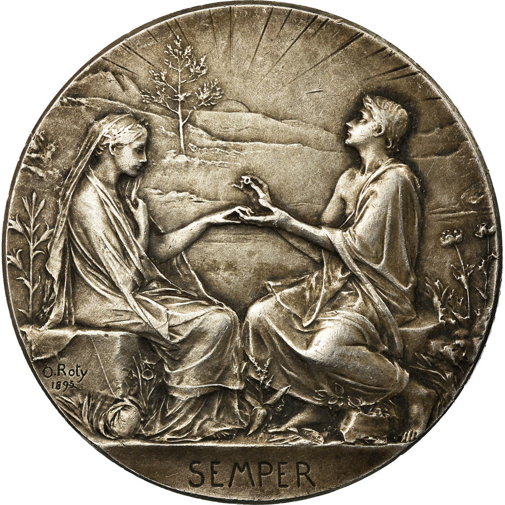 France, Medal, Noces, Mariage, Semper, 1897, Roty, MS(60-62), Silver